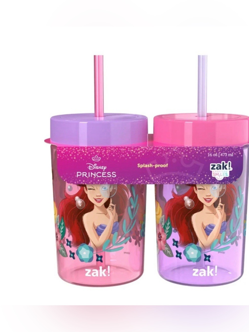 Zak! Disney Princess Ariel Double Tumbler Set in Pink and Purple